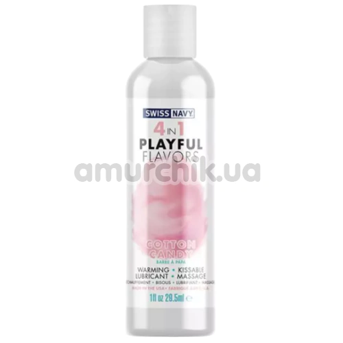 Лубрикант с согревающим эффектом Swiss Navy 4 in 1 Playful Flavors Cotton Candy - сахарная вата, 29.5 мл - Фото №1