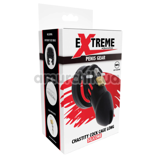 Пояс верности для мужчин Hidden Desire Extreme Penis Gear Chastity Cock Cage Long Silicone, черный