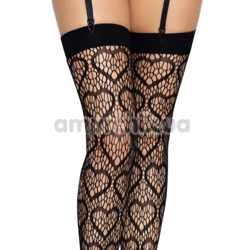 Панчохи Leg Avenue Heart Net Thigh Highs, чорні