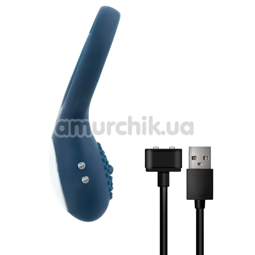 Виброкольцо для члена Boners Vibrating Double Cock Ring, синее