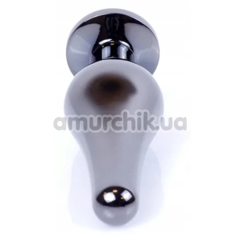 Анальная пробка с красным кристаллом Boss Series Exclusivity Jewellery Dark Silver Plug, серебряная