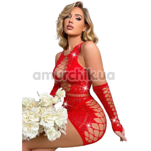 Платье Star Night Secret Garden Rhinestone Mini Dress, красное