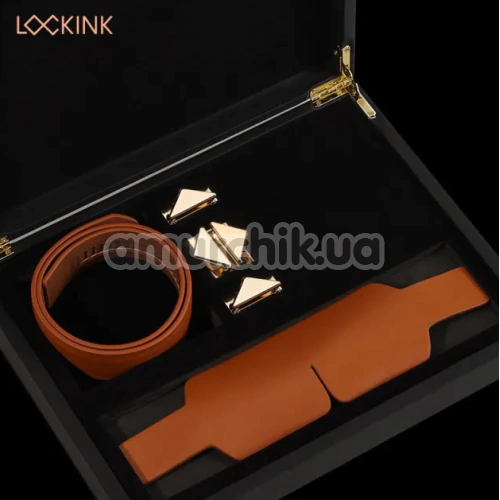 Маска Lockink Luxury Leather Blindfold Kit, коричневая