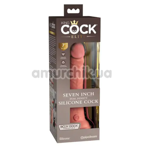 Фалоімітатор King Cock Elite 7 Dual Density Silicone Cock, тілесний