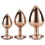 Набір з 3 анальних пробок з рожевим кристалом Gleaming Love Gold Plug Set, золотий - Фото №3