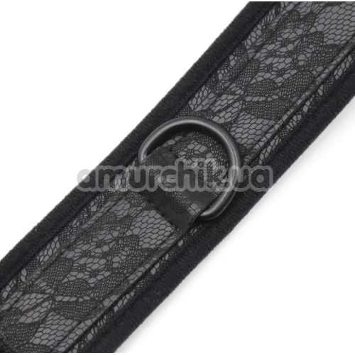 Ошейник с поводком DS Fetish Collar Lace With Black Leash, черный