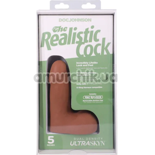 Фалоімітатор Doc Johnson The Realistic Cock With Balls 5, світло-коричневий