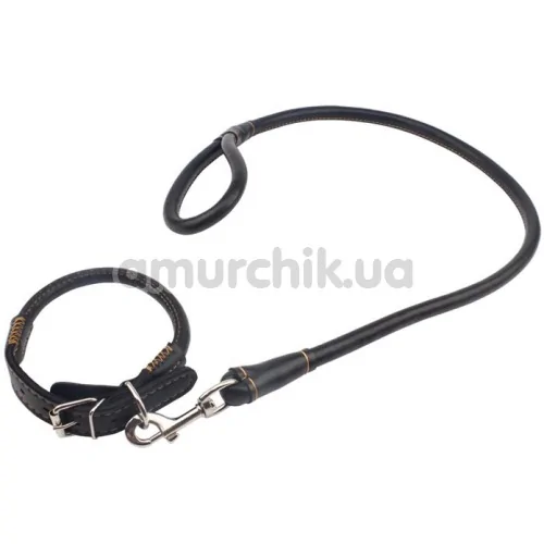 Ошейник с поводком Behave! Luxury Fetish Sexy Slave Collar & Leash, чёрный