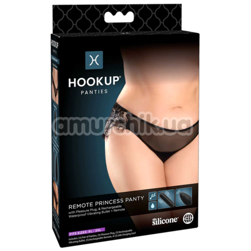 Трусики з анальною пробкою з вібрацією HookUp Panties Remote Princess Panty, чорні