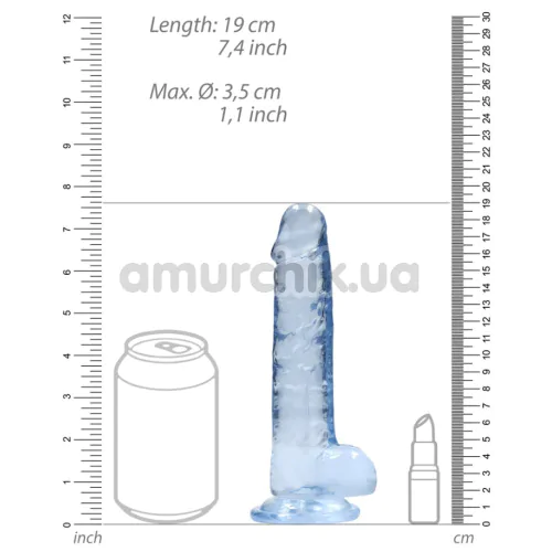 Фалоімітатор Realrock Crystal Clear Dildo Realistic 7, блакитний