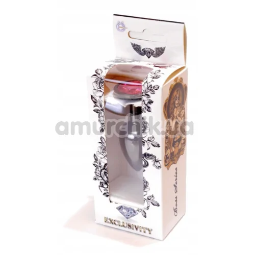 Анальна пробка із рожевим кристалом Exclusivity Jewellery Dark Silver Plug, срібна