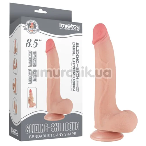 Фаллоимитатор Sliding-Skin Dual Layer Dong 8.5 с мошонкой, телесный