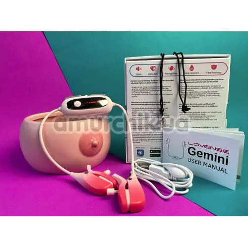 Затискачі для сосків з вібрацією Lovense Gemini, рожеві