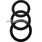 Набір з 3 ерекційних кілець Malesation Cock Ring Set, чорний - Фото №1