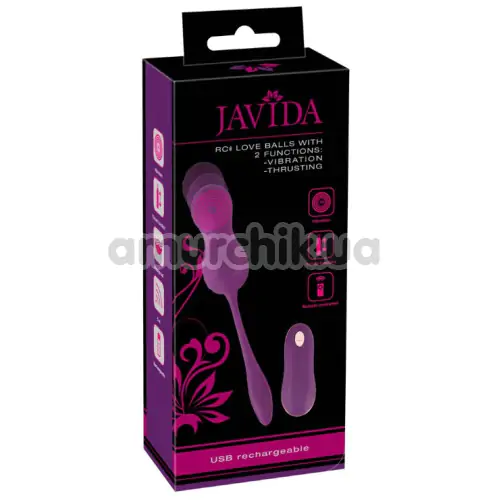 Вагінальні кульки з вібрацією і поштовхами Javida RC Love Balls With 2 Functions, фіолетові