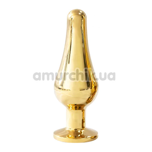 Анальна пробка з чорним кристалом SWAROVSKI Long Gold Black Diamond Big, золота