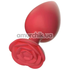 Анальна пробка Rose Shape Silicone Anal Plug Large, червона - Фото №1