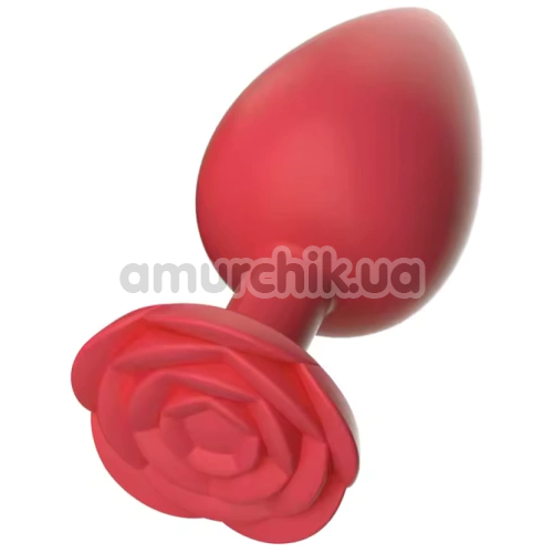 Анальная пробка Rose Shape Silicone Anal Plug Large, красная - Фото №1