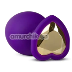 Анальна пробка з золотим кристалом Temptasia Bling Plug Medium, фіолетова - Фото №1