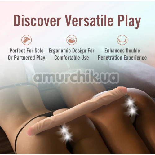 Двокінцевий фалоімітатор Dr. Skin+ 14, тілесний