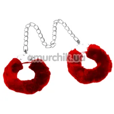 Фиксаторы Fetish Pleasure Fluffy Leg Cuffs, красные - Фото №1