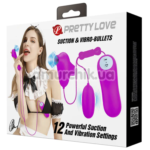 Симулятор орального секса для женщин с вибрацией Pretty Love Suction & Vibro Bullets, фиолетовый