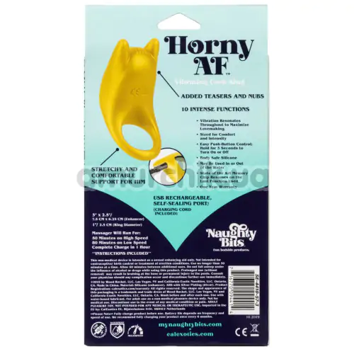 Віброкільце для члена Naughty Bits Horny AF Vibrating Cock Ring, жовте