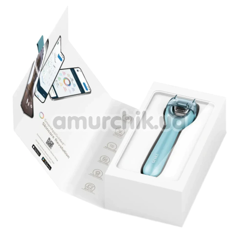 Массажер-роллер для лица с микроиглами Geske MicroNeedle Face Roller 9 in 1, бирюзовый