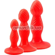 Набор из 3 анальных пробок Hot Storm Anal Wave Probe Kit, красный - Фото №1