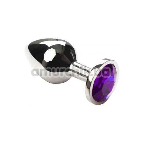 Анальна пробка з фіолетовим кристалом SWAROVSKI Silver Purple Middle, срібна