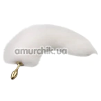 Анальная пробка с белым хвостиком Lockink Sevanda White Fox-Tail Anal Plug Rose, золотая - Фото №1
