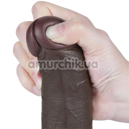 Фаллоимитатор Sliding-Skin Dual Layer Dong 8 с маленькой мошонкой, коричневый