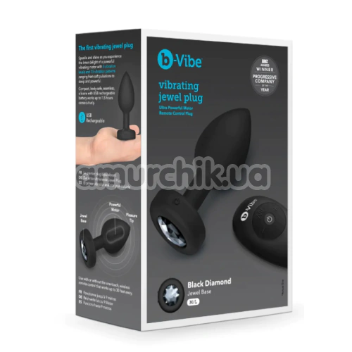 Анальная пробка с вибрацией B-Vibe Vibrating Jewel Plug M/L, черная