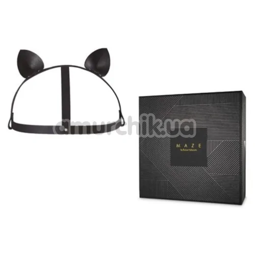 Маска Кошечки Bijoux Indiscrets Maze Head Harness With Cat Ears, черная