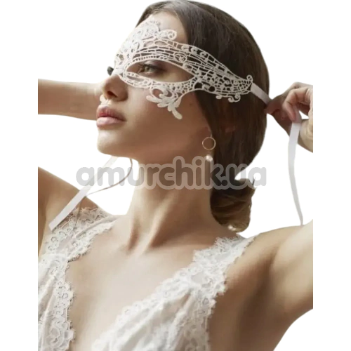 Маска DS Fetish Lace Flower Eye Mask, біла - Фото №1