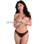 Трусики-стрінги Daring Intimates Indra Crotchless Beaded Thong, чорні - Фото №1