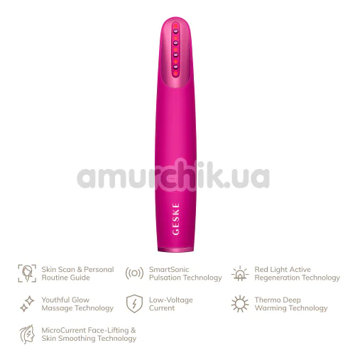 Ліфтинг-масажер для обличчя Geske Skin Firming Wand 7 in 1, яскраво-рожевий