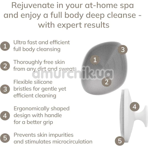Щетка для тела Geske Body Brush 4 in 1 Suction Mount, белая