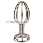 Анальна пробка Anos Finest Butt Wear Metal Cage Butt Plug 2.8 см, срібна - Фото №1