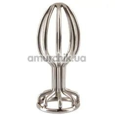 Анальная пробка Anos Finest Butt Wear Metal Cage Butt Plug 2.8 см, серебряная - Фото №1
