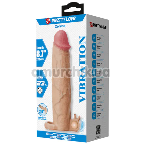 Насадка на пеніс з вібрацією Pretty Love Xerxes, тілесна