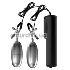 Зажимы для сосков с вибрацией Nipple Clamps, серебряные - Фото №1