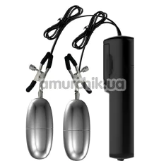 Зажимы для сосков с вибрацией Nipple Clamps, серебряные - Фото №1