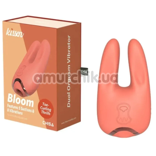 Клиторальный вибратор с вакуумным стимулятором Kissen Bloom, оранжевый
