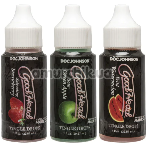 Набір засобів для мінету Doc Johnson GoodHead Tingle Drops, 3 шт - Фото №1