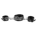 Нашийник з фіксаторами для рук Zado Fetish Leather Collar and Handcuffs, чорний - Фото №1