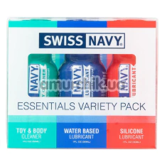Набір з лубрикантів і засобу для очищення Swiss Navy Essentials Variety Pack, 3 х 30 мл - Фото №1