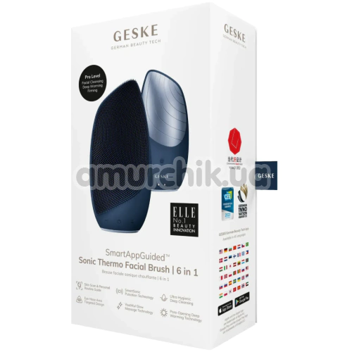 Ультразвукова щітка для обличчя Geske Sonic Thermo Facial Brush 6 in 1, синя
