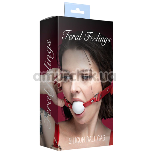 Кляп Feral Feelings Silicon Ball Gag, біло-червоний