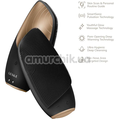Ультразвукова щітка для обличчя Geske Sonic Thermo Facial Brush 6 in 1, cіро-золота